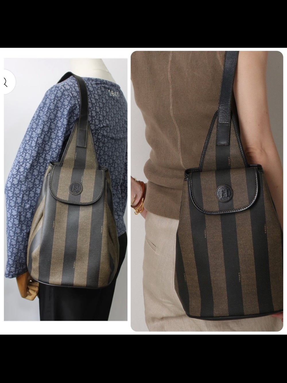 Fendi PEQUIN Striped Sling Backpack Bag Vintage - Picture 6 of 11